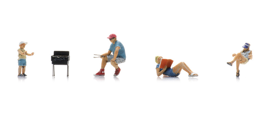 Le bonheur au camping - Barbecue (4x) H0 1:87 Modèle fini Figurines, peintes Artitec 5870093  