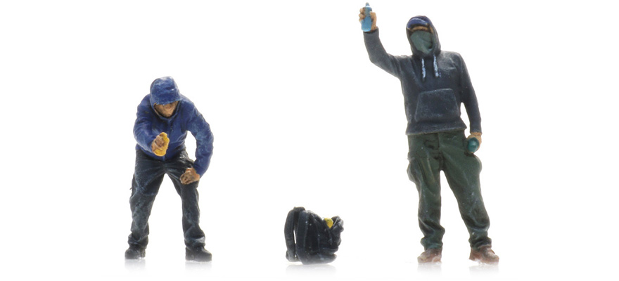 Vandalisme par graffiti (2x) H0 1:87 Modèle fini Figurines, peintes Artitec 5870109  