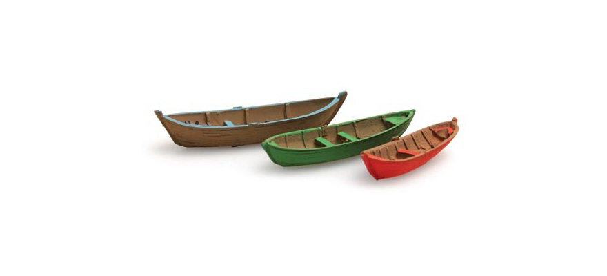 Bateaux à rames ALT I ( 3 pièces ) N 1:160 Modèle fini en résine, peint Artitec 316.04  