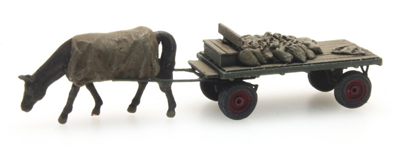 Chariot à charbon avec cheval N 1:160 Modèle fini en résine, peint Artitec 316.051  