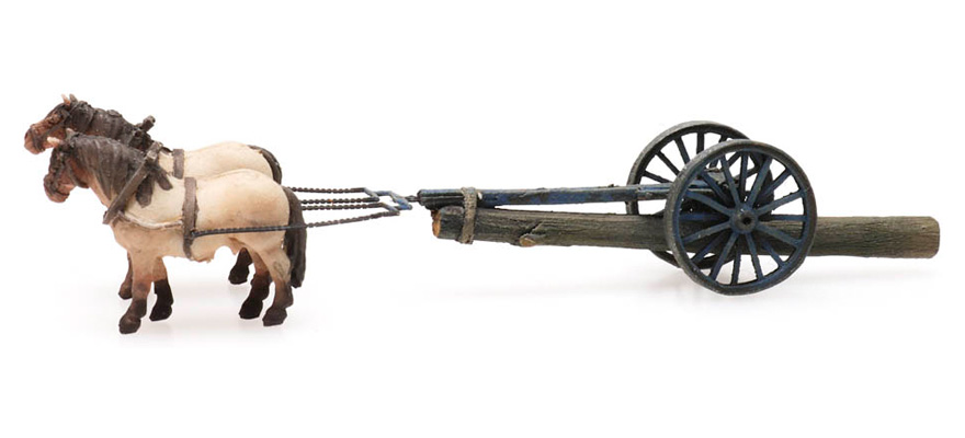 Chars de débardage et chevaux N 1:160 Modèle fini en résine, peint Artitec 316.076  