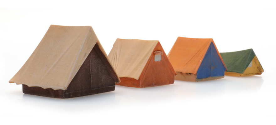 Quatre tentes N 1:160 Modèle fini en résine, peint Artitec 316.118  