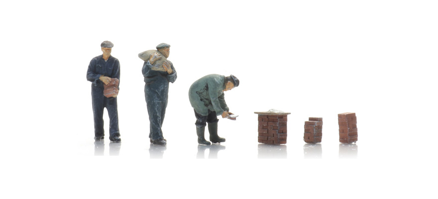 Maçons 1930-1990 (3x) TT 1:120 Modèle fini Figurines, peintes Artitec 5120001  