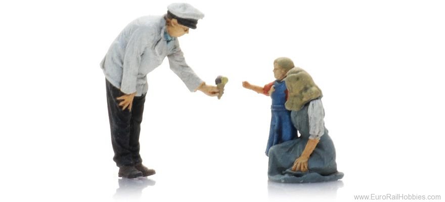 Vendeur de glaces avec mère et enfant (3x) N 1:160 Modèle fini Figurines, peintes Artitec 5160020  