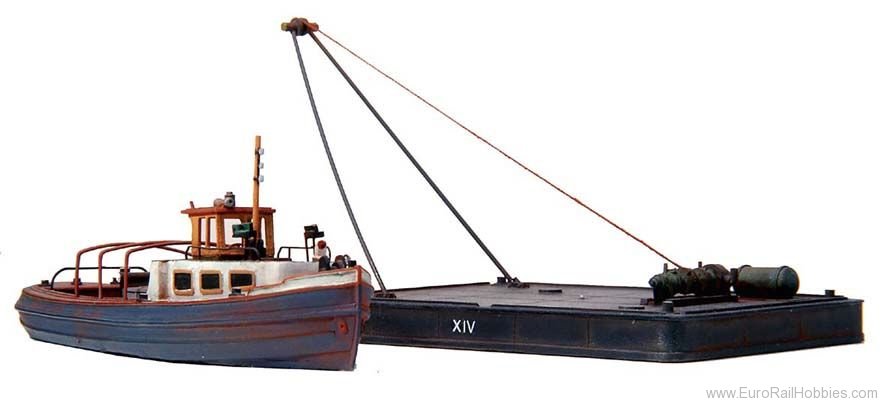 Chaland + ponton N 1:160 Maquette de bateau kit Résine (PU), non peinte Artitec 58.102  