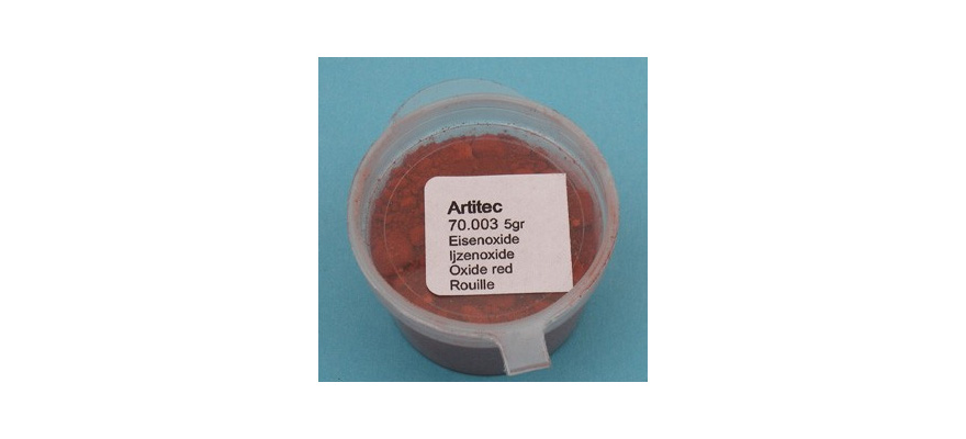Poudre rouge oxyde de fer --- Boîte d'emballage 5-7 grammes Artitec 70.003  
