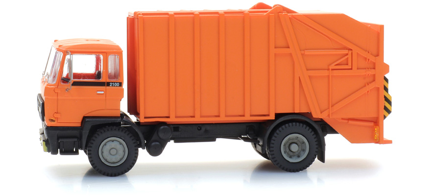 DAF cabine basculante Kab B, benne à ordures, orange H0 1:87 Modèle fini en plastique, peint Artitec 487.052.13  