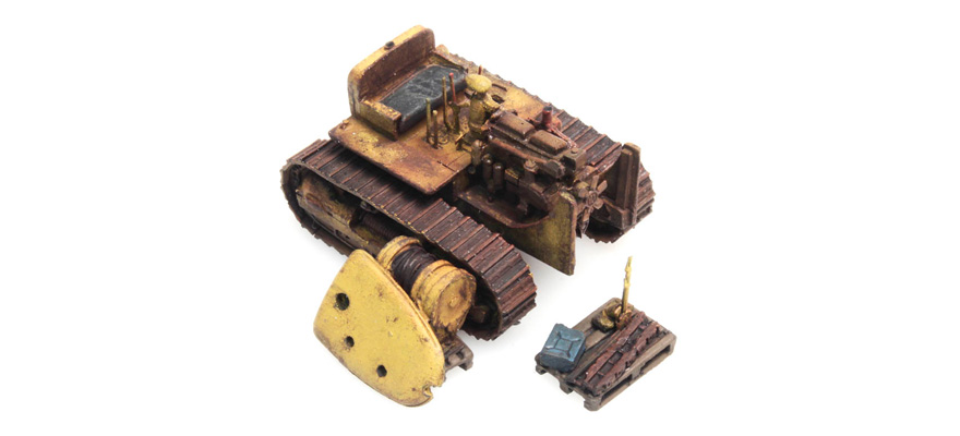 Bulldozer D7 rouillé (Série RIP) H0 1:87 Modèle fini en résine, peint Artitec 487.601.01  