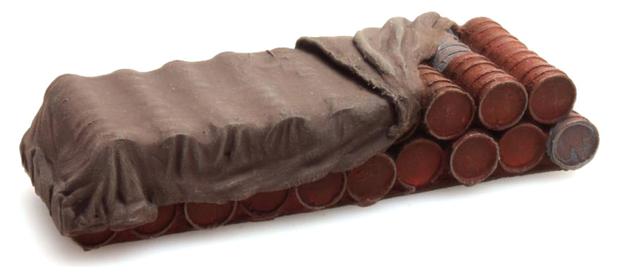 Chargement Fûts avec bâche DAF camion à plateau H0 Dimension du chargement 59mm x 23,5mm Artitec 487.801.42  