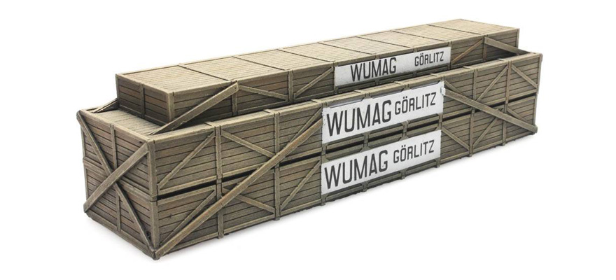 Chargement : Caisse de transport WUMAG H0 Dimension du chargement 125 x 27mm Artitec 487.801.54  