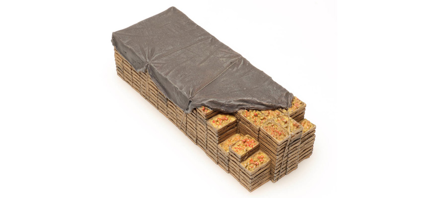 Chargement : Caisses de fruits (60mm x 22mm) H0 1:87 Modèle fini en résine, peint Artitec 487.801.82  