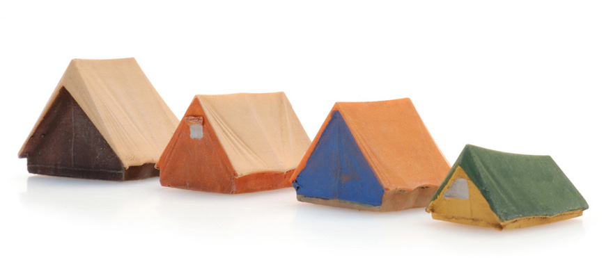 Quatre tentes TT 1:120 Modèle fini en résine, peint Artitec 312.034  