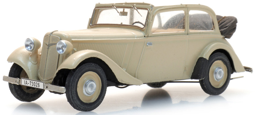 Adler Trumpf Junior cabriolimousine capote ouverte TT 1:120 Modèle fini en résine, peint Artitec 312.041  