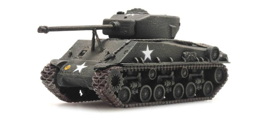 US Sherman M4A3 E8 train load N 1:160 Modèle fini en résine, peint Artitec 6160077  