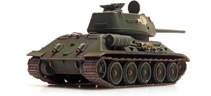 USSR T34 - 85mm Vert canon H0 1:87 Modèle fini en résine, peint Artitec 6870023  