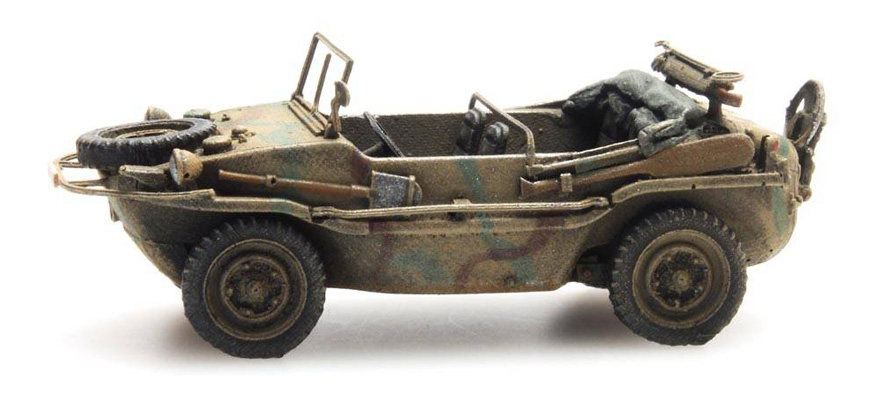 WM Schwimmwagen VW 166 K2s Camouflage H0 1:87 Modèle fini en résine, peint Artitec 6870075  