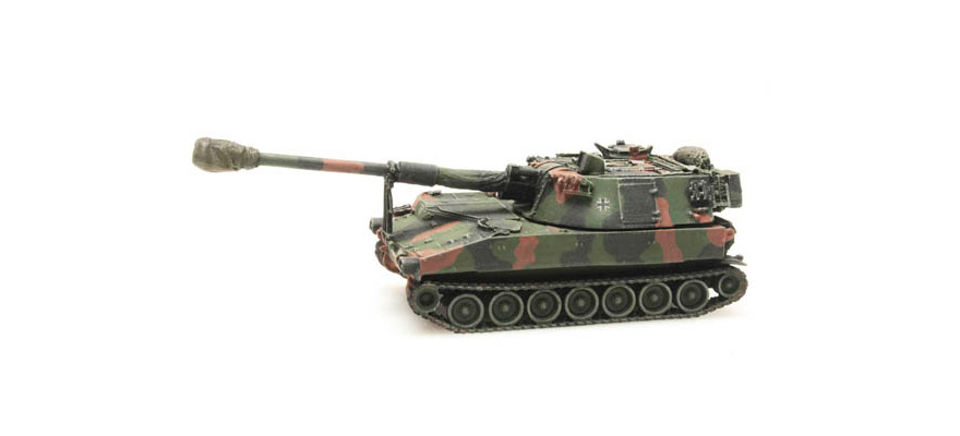 BRD M109 A3G camouflage transport ferroviaire H0 1:87 Modèle fini en résine, peint Artitec 6870098  