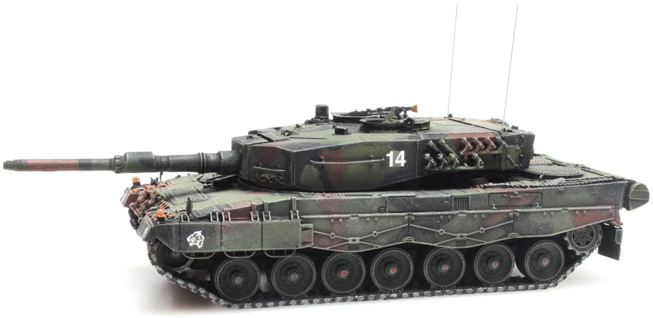 CH Leopard 2A4 Swiss Army Camo H0 1:87 Modèle fini en résine, peint Artitec 6870118  