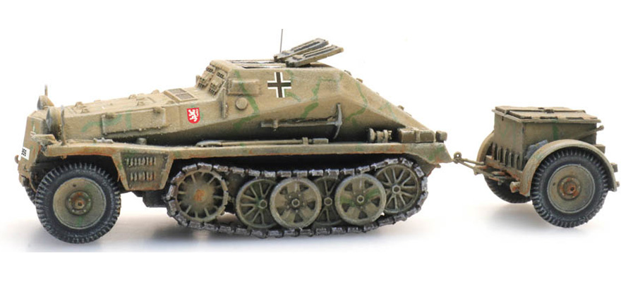 WM Sd.Kfz. 252 + Sd.Anh. 32 camouflage H0 1:87 Modèle fini en résine, peint Artitec 6870356  