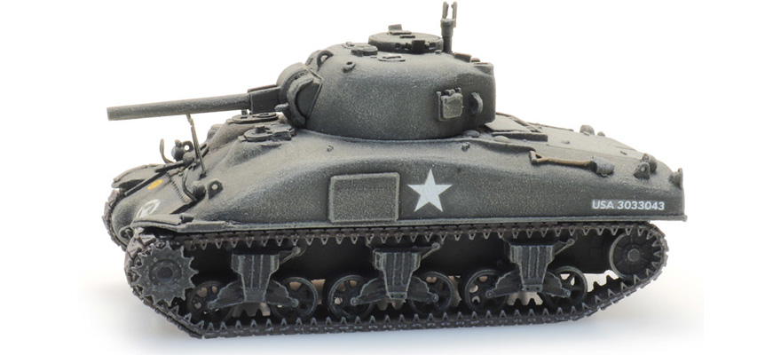US M4A1 Sherman train load H0 1:87 Modèle fini en résine, peint Artitec 6870385  