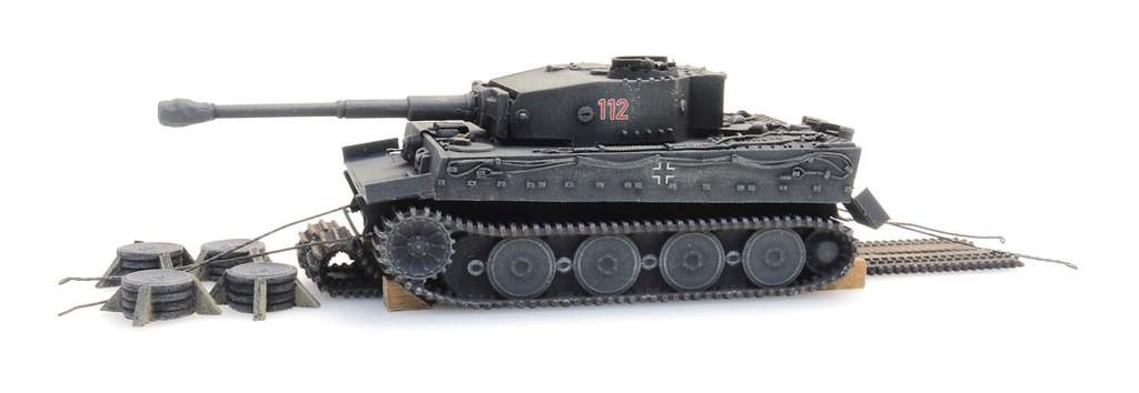 WM Tiger I gris Transport ferroviaire H0 1:87 Modèle fini en résine, peint Artitec 6870401  