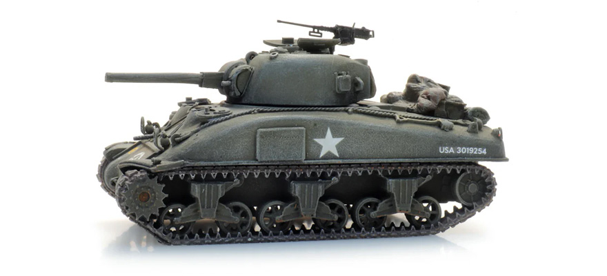 US Sherman M4A1 H0 1:87 Modèle fini en résine, peint Artitec 6870432  