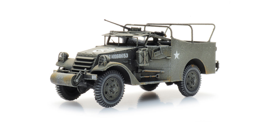 US M3A1 Scoutcar H0 1:87 Modèle fini en résine, peint Artitec 6870437  