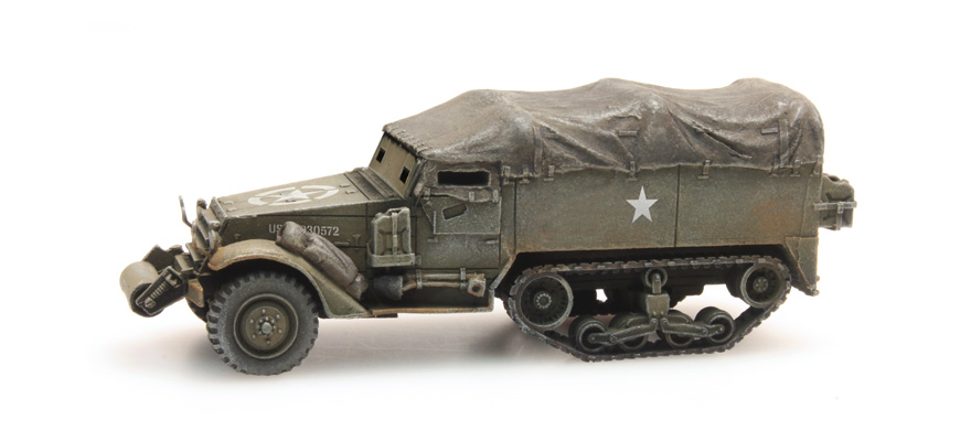 M3A1 half-track personnel carrier train load H0 1:87 Modèle fini en résine, peint Artitec 6870439  
