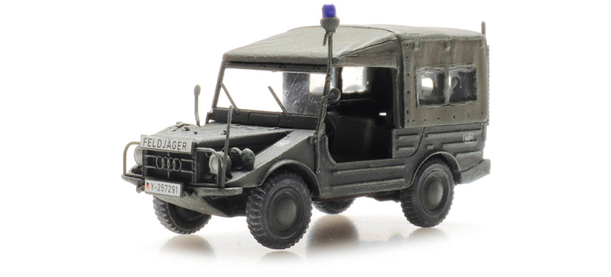 BRD DKW Munga 91/8 Oliv Feldjäger H0 1:87 Modèle fini en résine, peint Artitec 6870449  