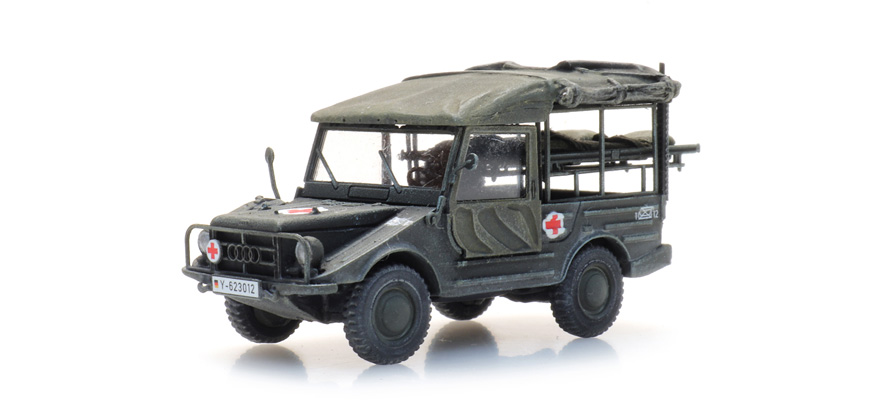 BRD DKW Munga 91/8 version sanitaire H0 1:87 Modèle fini en résine, peint Artitec 6870452  