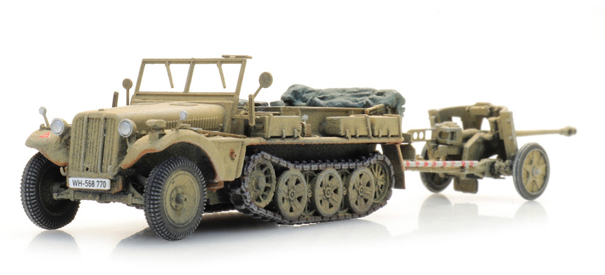 WM Sd.Kfz. 10 + PAK 38, Afrique H0 1:87 Modèle fini en résine, peint Artitec 6870490  