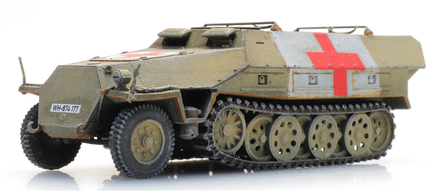 WM Sdkfz 251/8 Ausf D char sanitaire H0 1:87 Modèle fini en résine, peint Artitec 6870519  