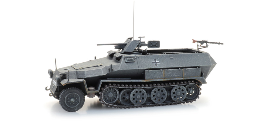 WM Sd.Kfz. 251/10 Ausf. C, 3.7cm Pak gris H0 1:87 Modèle fini en résine, peint Artitec 6870525  