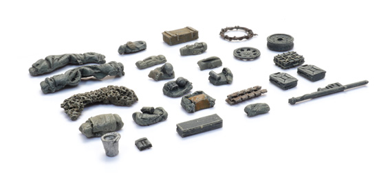 WM Accessoires Sd.Kfz. 250/251 gris H0 1:87 Modèle fini en résine, peint Artitec 6870532  