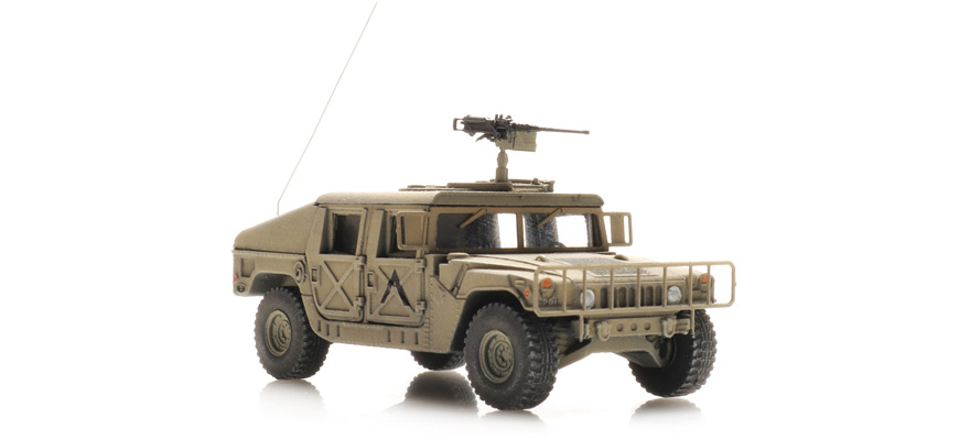 US Humvee Desert .50 MG H0 1:87 Modèle fini en résine, peint Artitec 6870538  