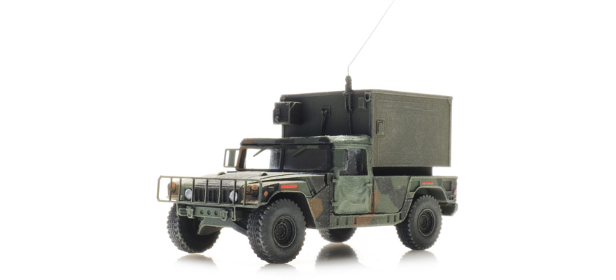 US Humvee Camo Shelter TK-HQ Unit H0 1:87 Modèle fini en résine, peint Artitec 6870553  