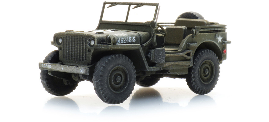 US Willys jeep H0 1:87 Modèle fini en résine, peint Artitec 6870579  