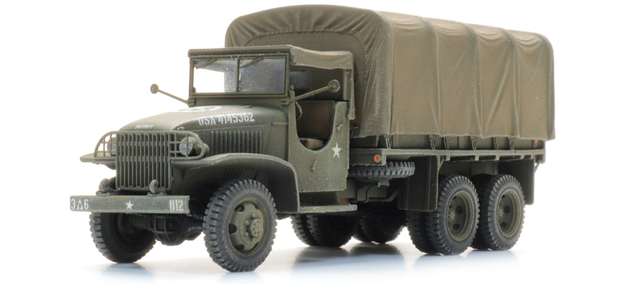 US GMC CCKW-353 Cargo avec capot H0 1:87 Modèle fini en résine, peint Artitec 6870731  