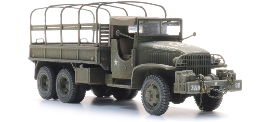 US GMC CCKW-353 Cargo lit ouvert H0 1:87 Modèle fini en résine, peint Artitec 6870732  