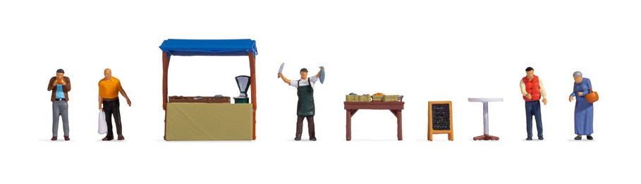 noch 16228 ScÃ¨ne de marchÃ©, marchand de poissons - HO 1/87 -