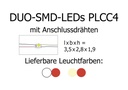 Duo-SMD-LED PLCC4, rouge-blanc chaud, avec fils de raccordement Tams Elektronik 81-59426-02 