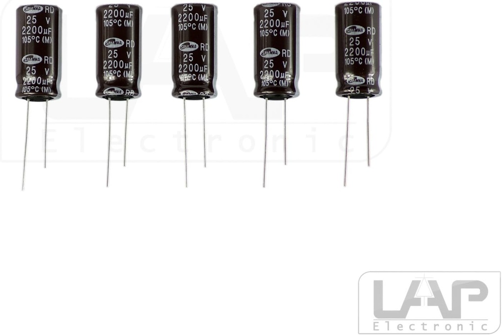 Elko, radial, 2200 µF, 25 V, 12x20 mm, RM 5 Tams lot de 10 Elektronik 84-43323-10 