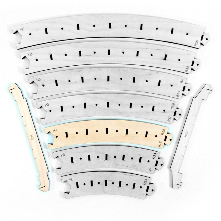 Gabarit de pose de voie rayon R1/R2 ou R4/R5 pour voie sans ballast  HCT95620G-F I-Track France 