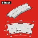 H0 Segment courbe voie unique,R 358mm,30°,largeur  80mm 6pcs. HCT9662 I-Track France 