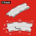Segment de courbe voie unique,R 419,6mm,30°,W 80mm 6pcs HCT9663 I-Track France 