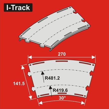 [HCT9663D] H0 Segment de courbe double voie R 419,6/481,2mm 6p. HCT9663D I-Track France 
