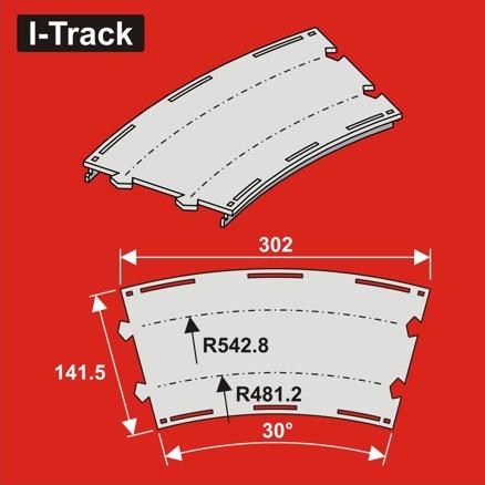 [HCT9664D] H0 Segment de courbe double voie R 481,2/542,8mm 6p. HCT9664D I-Track France 