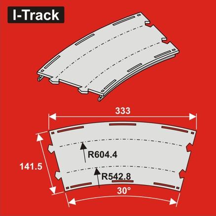 [HCT9665D] H0 Segment de courbe double voie R 542,8/604,4mm 6p. HCT9665D I-Track France 