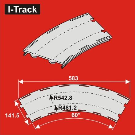[HCT9674D] H0 Segment courbe  double voie R 481,2/542,8mm 3pcs HCT9674D I-Track France 