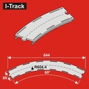 HO Segment courbe  voie unique,R604,4mm, 60°,largeur  80mm 3pcs HCT9676 I-Track France 